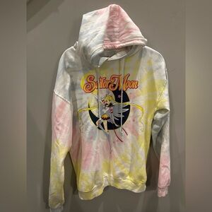 90s Sailor Moon M tie dye hooded sweatshirt anime unisex princess power Japan